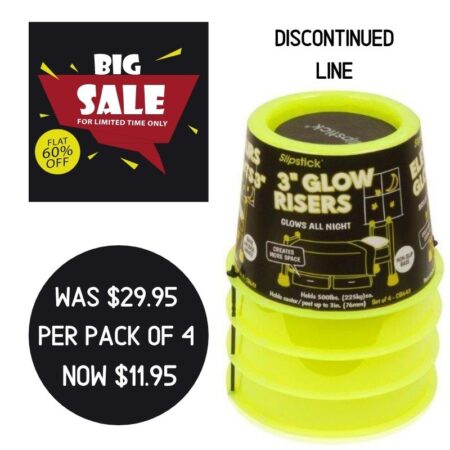 Slipstick Glow in the Dark 3 inch 75mm Bed Risers Sale 60% off