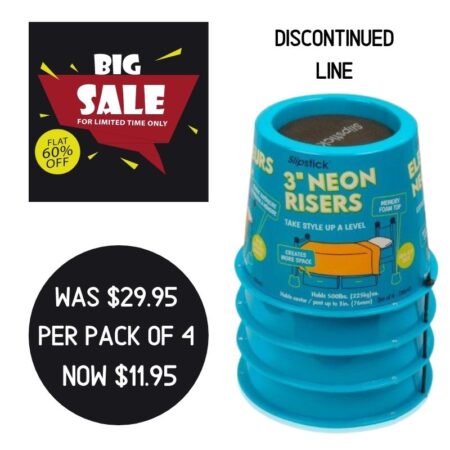 Slipstick Neon Blue 3 inch 75mm Bed Risers Sale 60% off